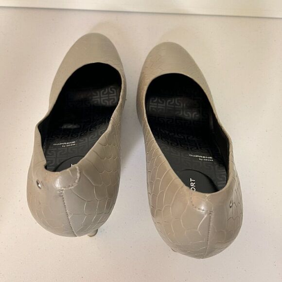 Rockport Adiprene Taupe Leather Croc Embossed Platform Pumps - Picture 7 of 9